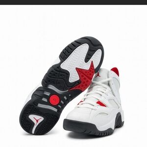 Jordan Men's White and Red Athletic Sneakers